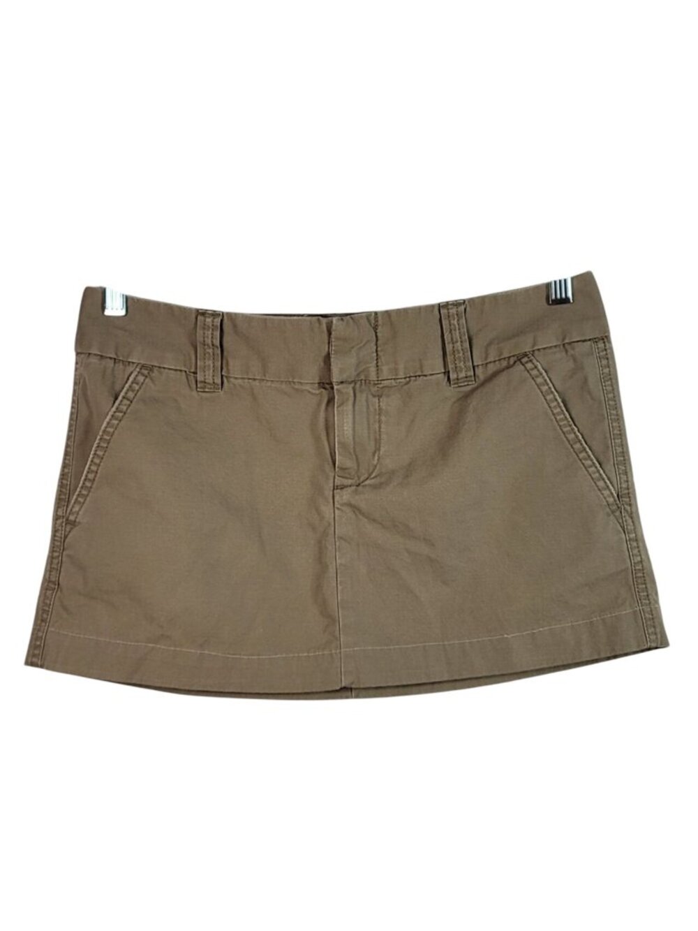 GAP Favorite Chino Micro Skirt Khaki Size 6 Zipper Pockets Mini 100% Cotton Y2K